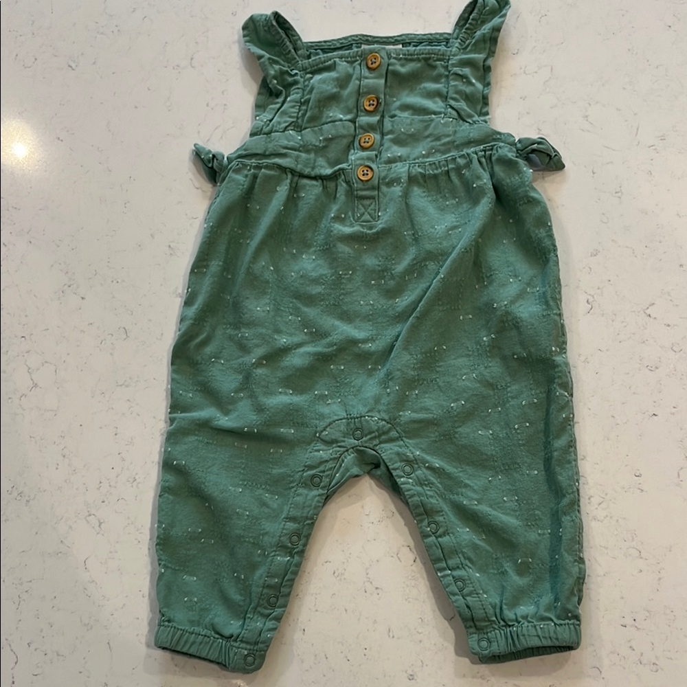 Cat & Jack Green Cotton Short Sleeve Jumpsuit.  Size 3-6M
